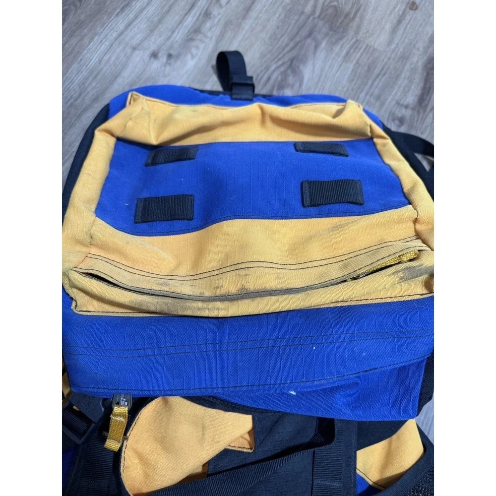 Vtg L.L BEAN Blue Yellow Hiking Camping Backpack‎ Pack-Out Heavy Duty Rucksack